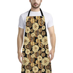 Steampunk Chamomile Pattern Print Bib Apron With Pocket