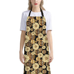 Steampunk Chamomile Pattern Print Bib Apron With Pocket
