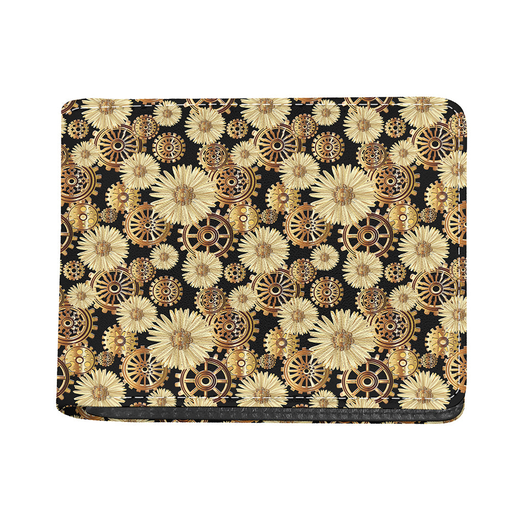 Steampunk Chamomile Pattern Print Bifold Wallet