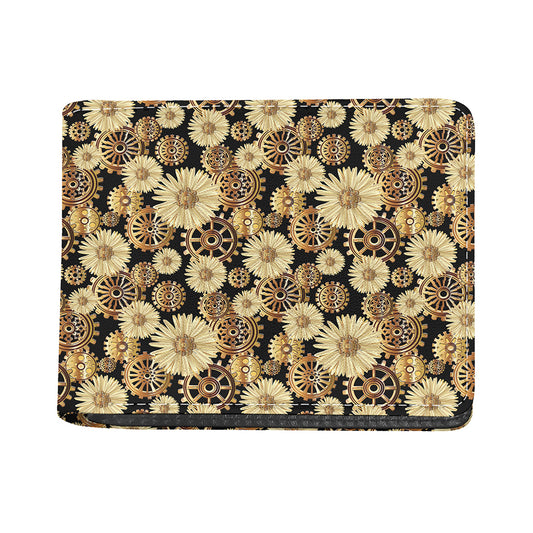 Steampunk Chamomile Pattern Print Bifold Wallet