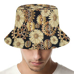 Steampunk Chamomile Pattern Print Bucket Hat