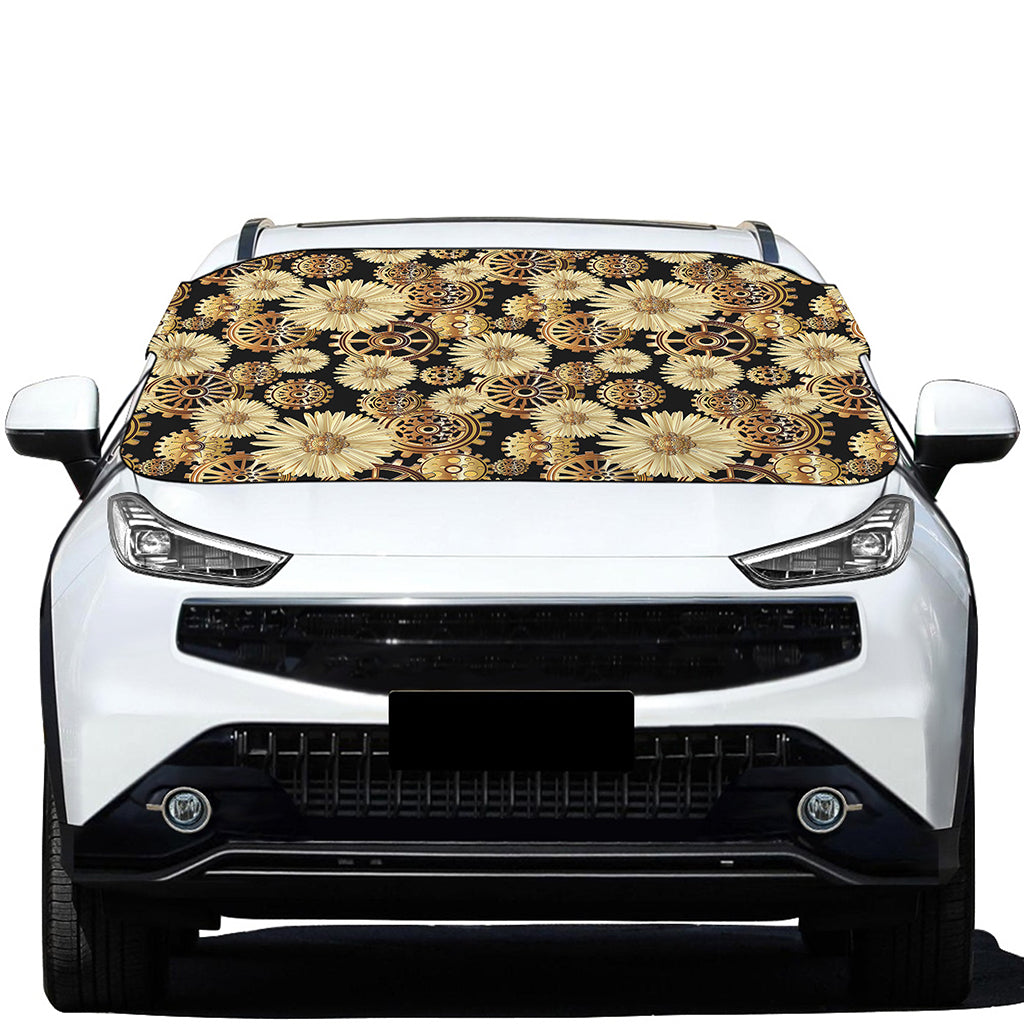 Steampunk Chamomile Pattern Print Car Windshield Snow Cover