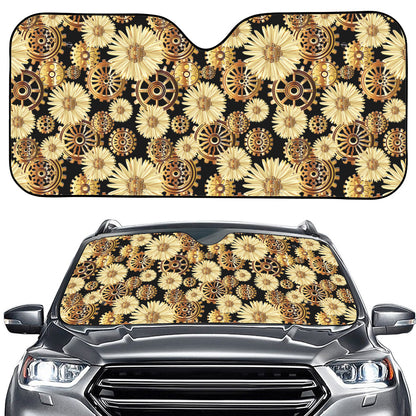 Steampunk Chamomile Pattern Print Car Windshield Sun Shade