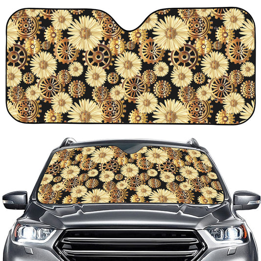Steampunk Chamomile Pattern Print Car Windshield Sun Shade