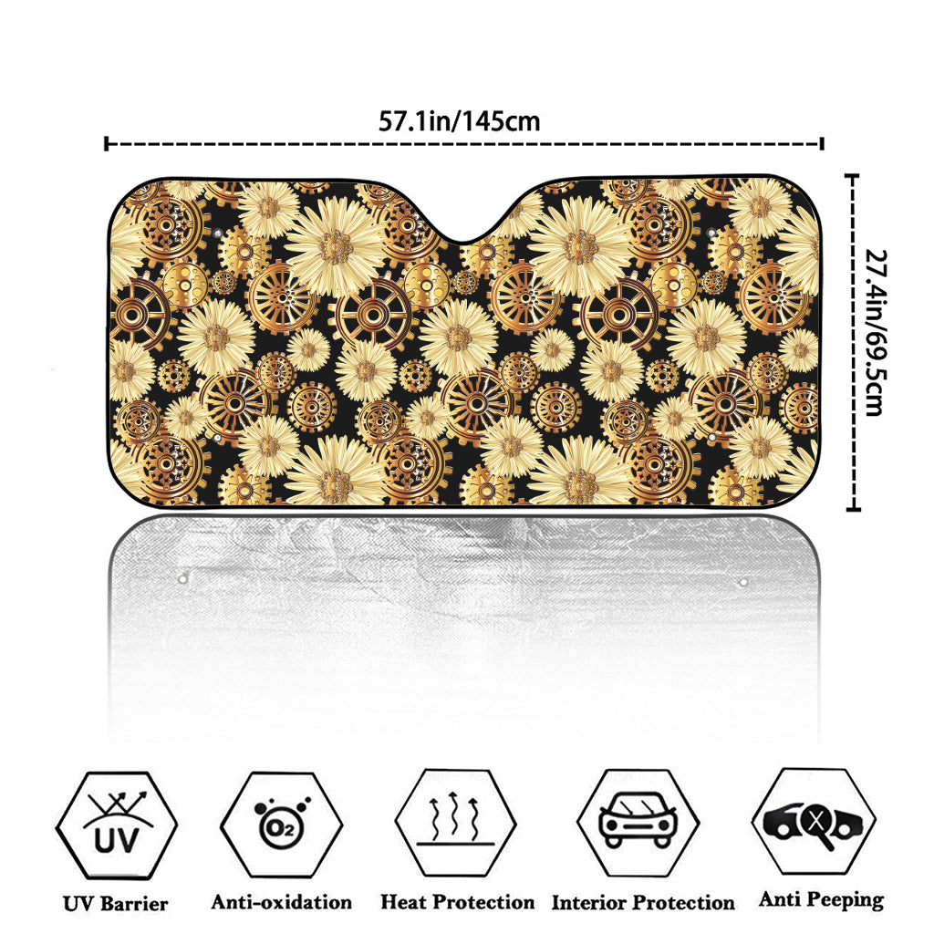 Steampunk Chamomile Pattern Print Car Windshield Sun Shade