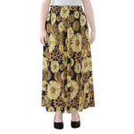 Steampunk Chamomile Pattern Print Chiffon Maxi Skirt