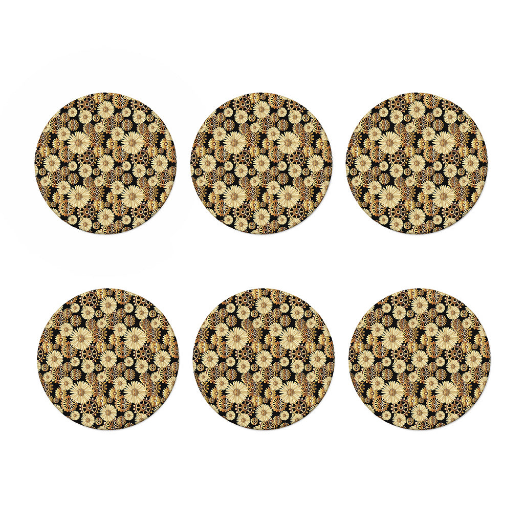Steampunk Chamomile Pattern Print Coaster Set
