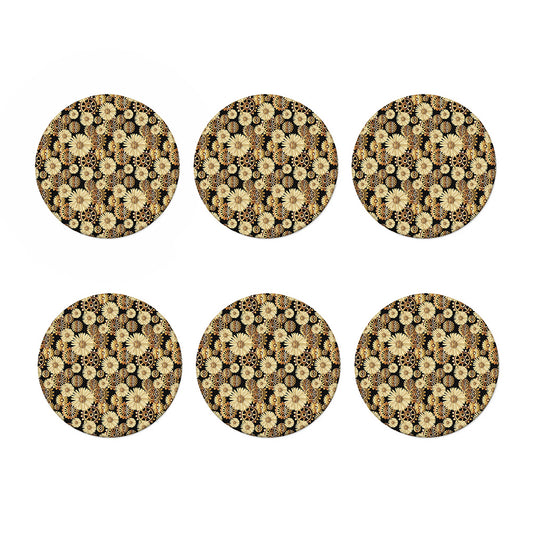 Steampunk Chamomile Pattern Print Coaster Set