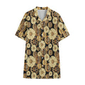 Steampunk Chamomile Pattern Print Cotton Hawaiian Shirt