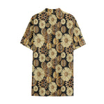 Steampunk Chamomile Pattern Print Cotton Hawaiian Shirt