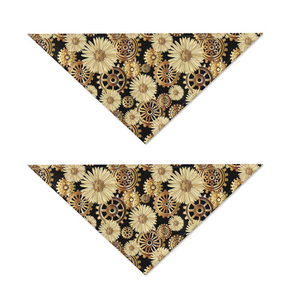 Steampunk Chamomile Pattern Print Dog Bandana