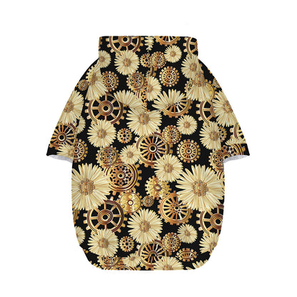 Steampunk Chamomile Pattern Print Dog Zip Up Hoodie