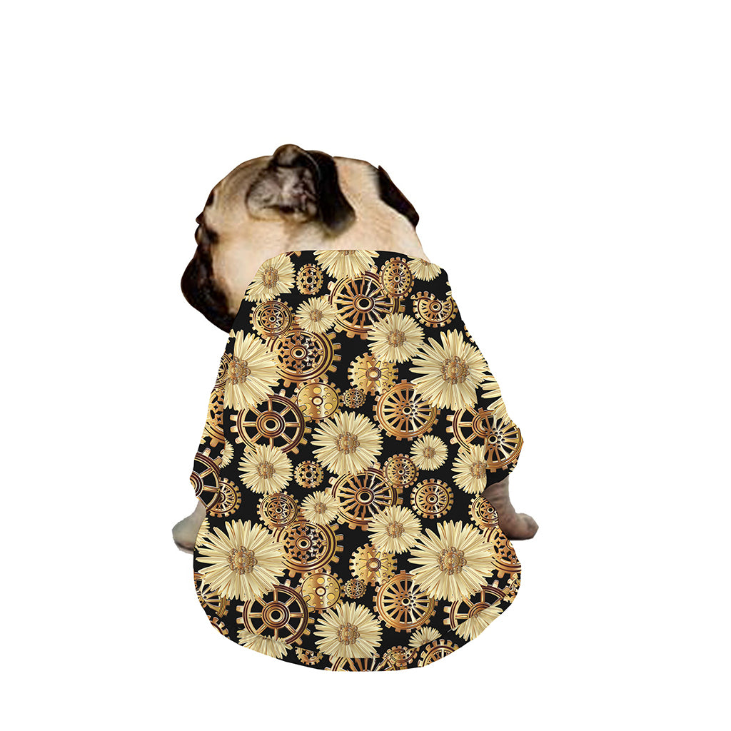Steampunk Chamomile Pattern Print Dog Zip Up Jacket