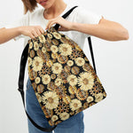 Steampunk Chamomile Pattern Print Drawstring Backpack