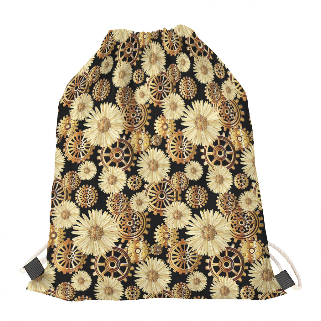 Steampunk Chamomile Pattern Print Drawstring Bag