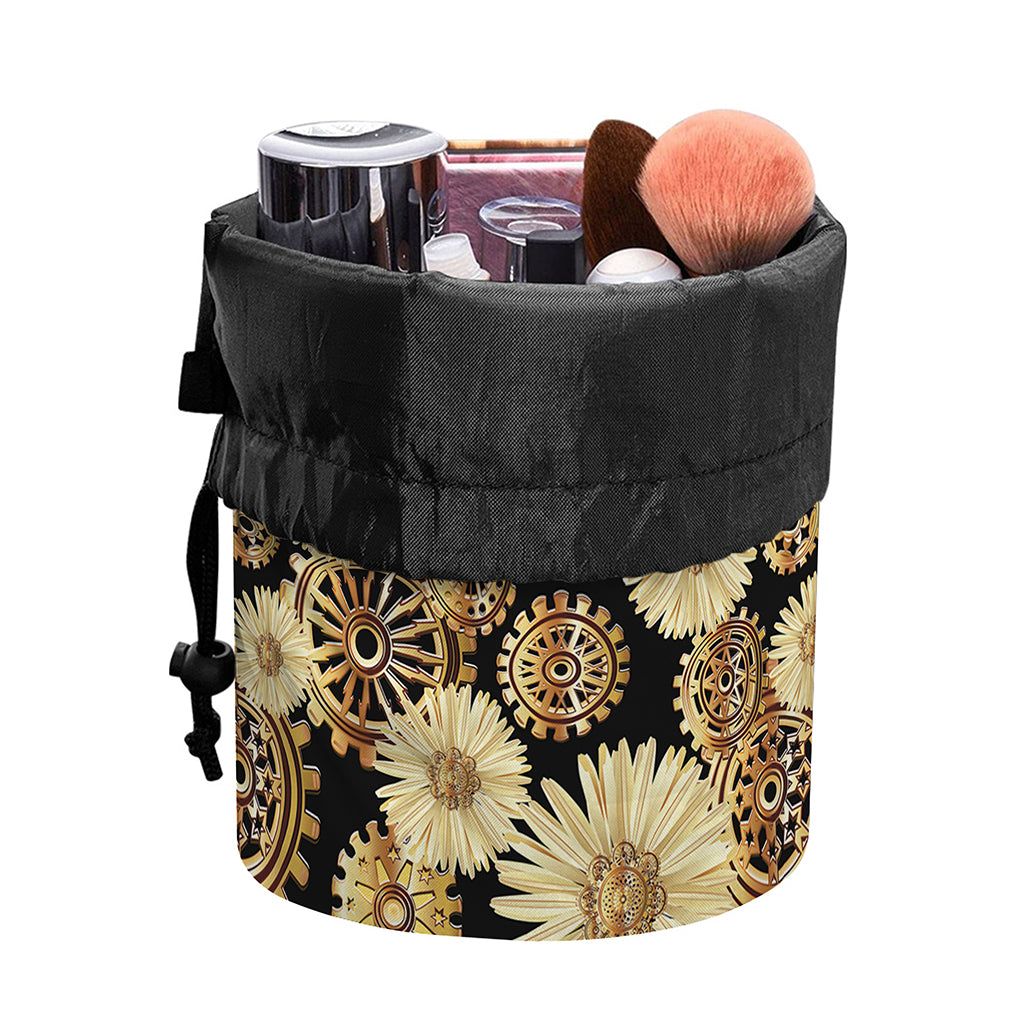 Steampunk Chamomile Pattern Print Drawstring Makeup Bag