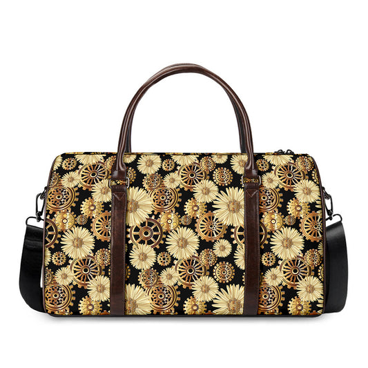 Steampunk Chamomile Pattern Print Duffle Bag