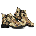 Steampunk Chamomile Pattern Print Flat Ankle Boots