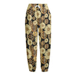 Steampunk Chamomile Pattern Print Fleece Lined Knit Pants