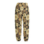 Steampunk Chamomile Pattern Print Fleece Lined Knit Pants
