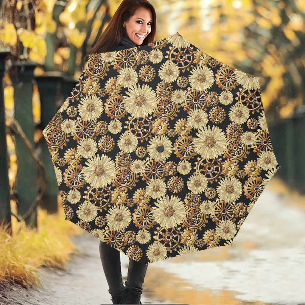 Steampunk Chamomile Pattern Print Foldable Umbrella