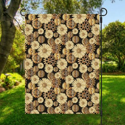 Steampunk Chamomile Pattern Print Garden Flag