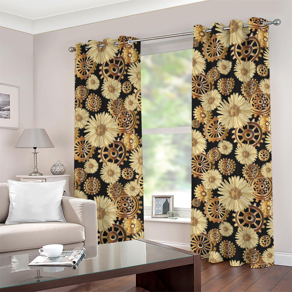 Steampunk Chamomile Pattern Print Grommet Curtains