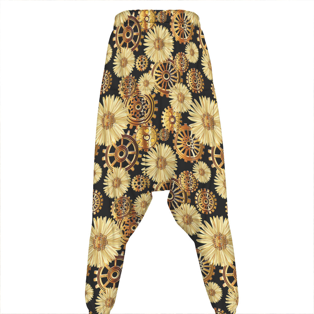 Steampunk Chamomile Pattern Print Hammer Pants