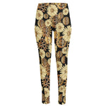 Steampunk Chamomile Pattern Print High-Waisted Pocket Leggings