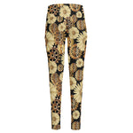 Steampunk Chamomile Pattern Print High-Waisted Pocket Leggings