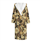 Steampunk Chamomile Pattern Print Hooded Bathrobe