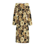 Steampunk Chamomile Pattern Print Hooded Bathrobe