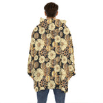 Steampunk Chamomile Pattern Print Hoodie Blanket