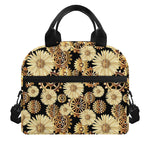 Steampunk Chamomile Pattern Print Insulated Lunch Bag