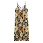 Steampunk Chamomile Pattern Print Jersey Midi Cami Dress