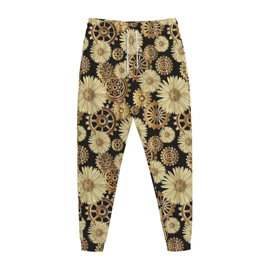 Steampunk Chamomile Pattern Print Jogger Pants