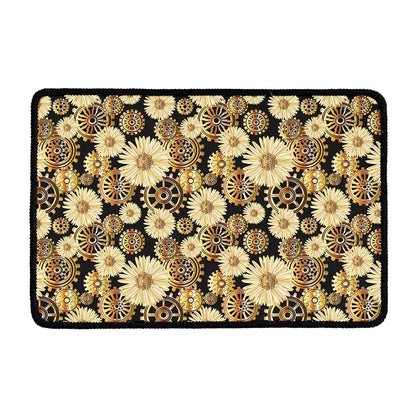 Steampunk Chamomile Pattern Print Kitchen Mat
