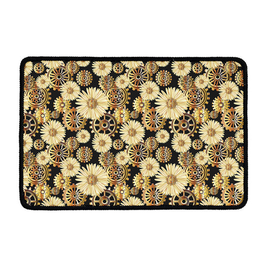 Steampunk Chamomile Pattern Print Kitchen Mat