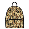 Steampunk Chamomile Pattern Print Leather Backpack