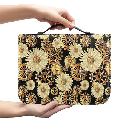 Steampunk Chamomile Pattern Print Leather Bible Cover