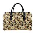Steampunk Chamomile Pattern Print Leather Duffel Bag