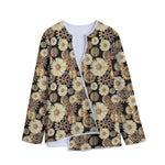 Steampunk Chamomile Pattern Print Long Sleeve Short Coat