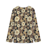 Steampunk Chamomile Pattern Print Long Sleeve Short Coat