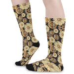 Steampunk Chamomile Pattern Print Long Socks