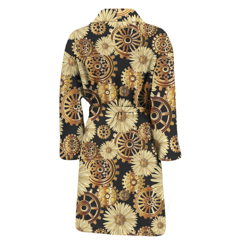 Steampunk Chamomile Pattern Print Men's Bathrobe