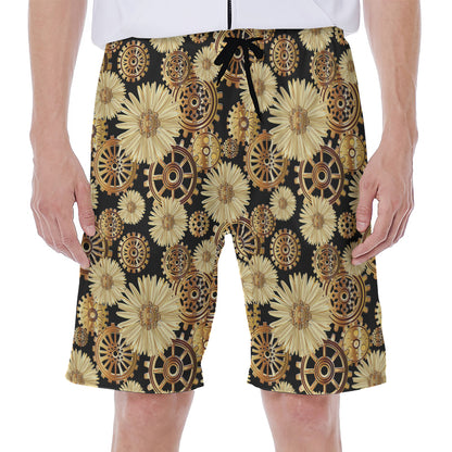 Steampunk Chamomile Pattern Print Men's Beach Shorts