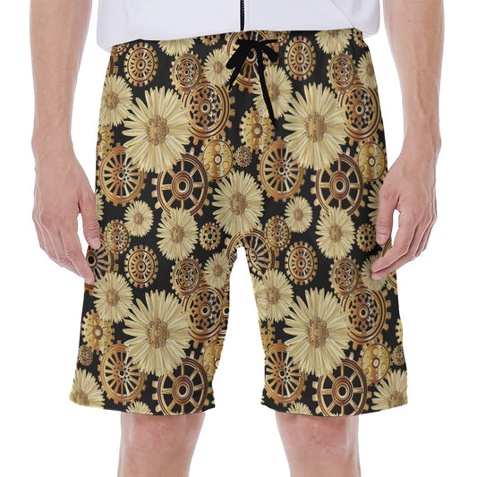Steampunk Chamomile Pattern Print Men's Beach Shorts