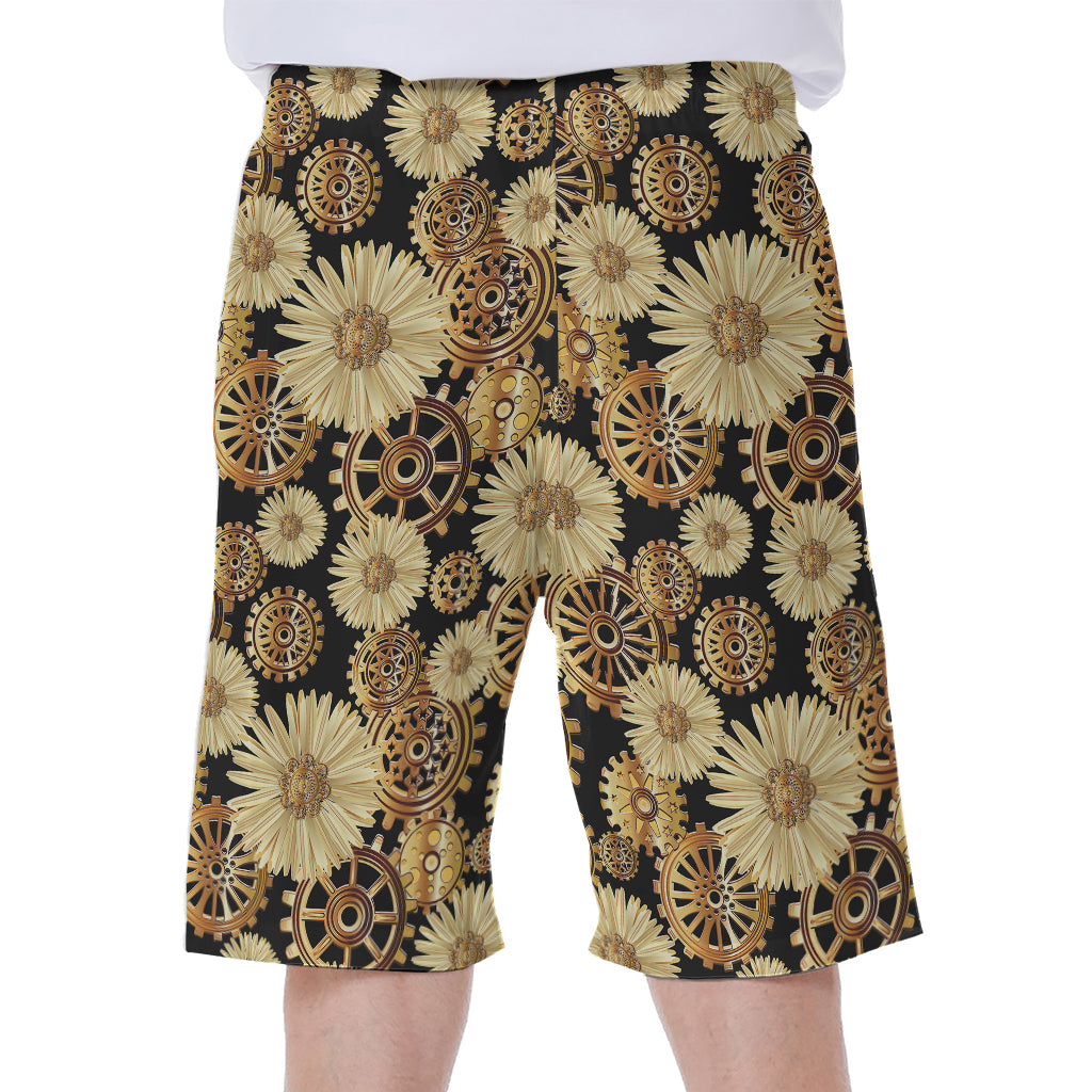 Steampunk Chamomile Pattern Print Men's Beach Shorts