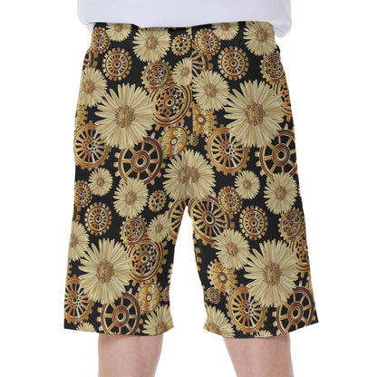 Steampunk Chamomile Pattern Print Men's Beach Shorts