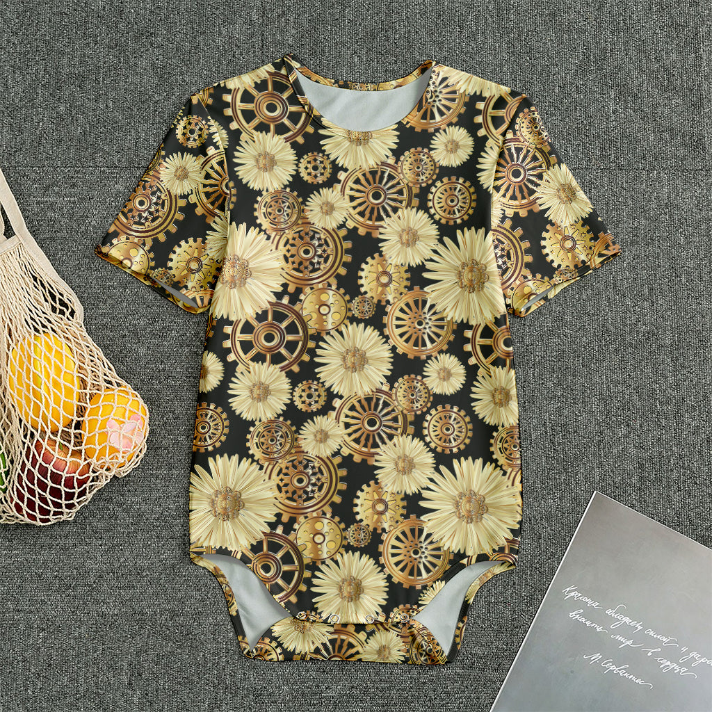 Steampunk Chamomile Pattern Print Men's Bodysuit